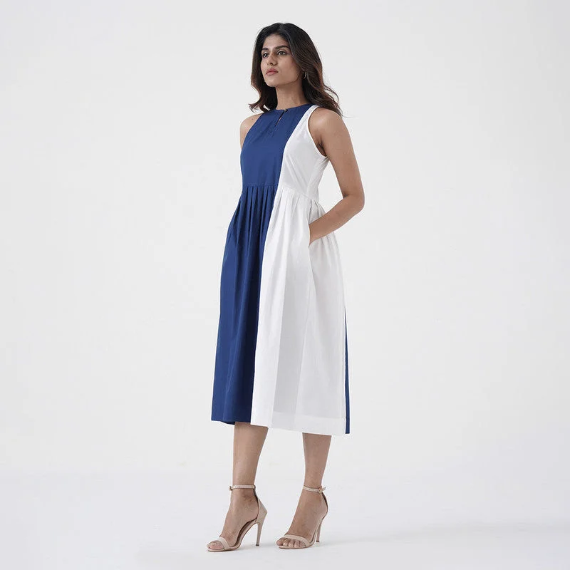 Cotton Poplin Dress for Women | Blue