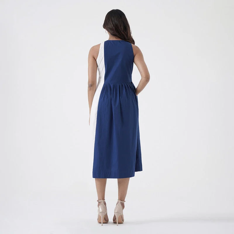 Cotton Poplin Dress for Women | Blue