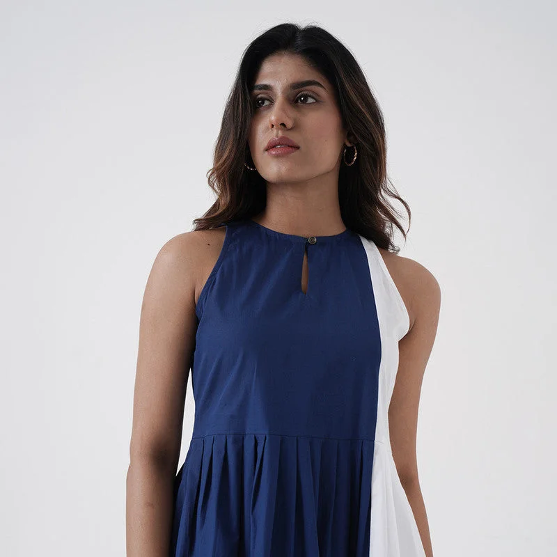 Cotton Poplin Dress for Women | Blue