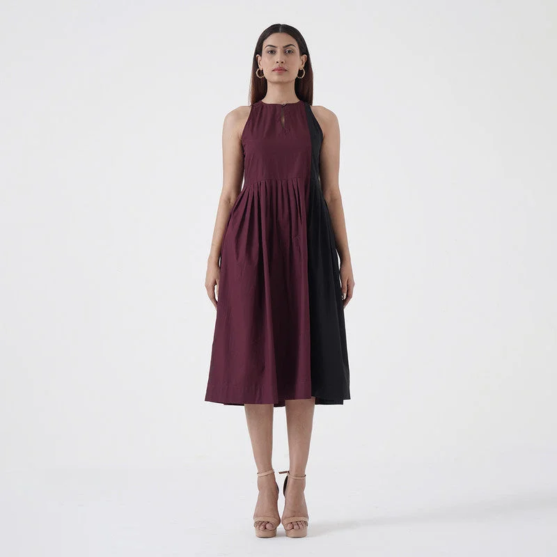 Cotton Poplin Dress for Women | Wine