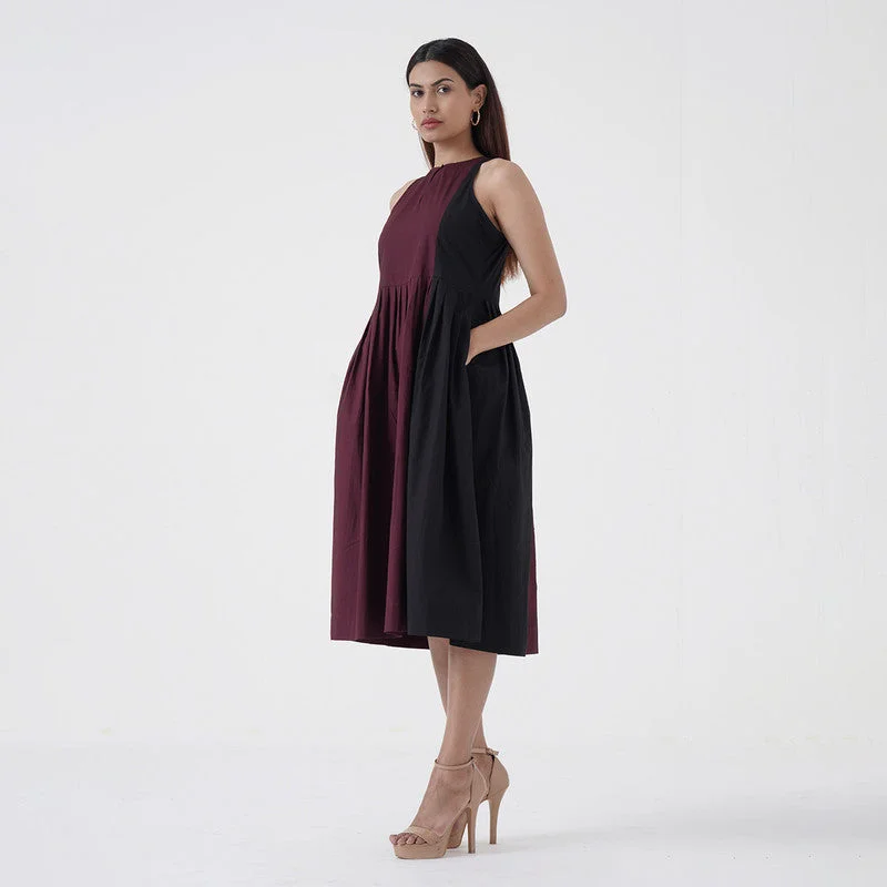 Cotton Poplin Dress for Women | Wine