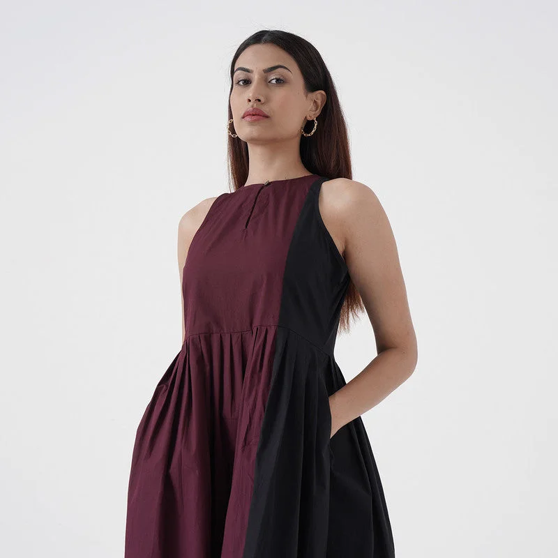 Cotton Poplin Dress for Women | Wine