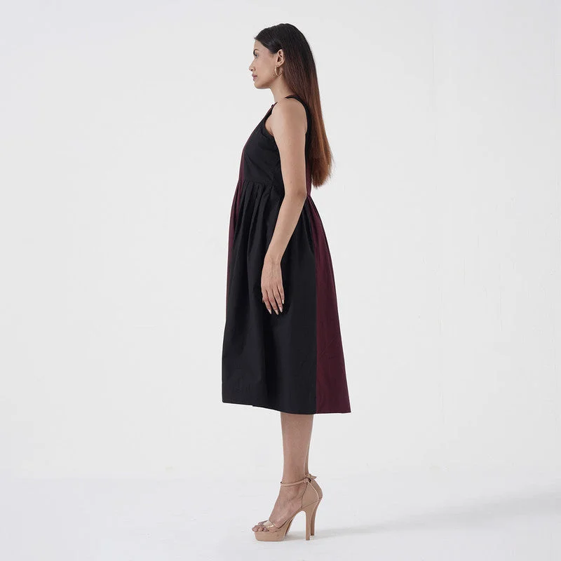 Cotton Poplin Dress for Women | Wine