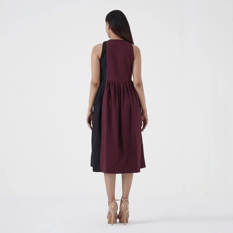 Cotton Poplin Dress for Women | Wine