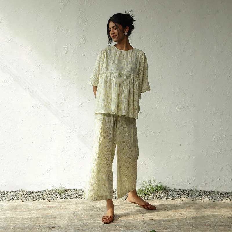 Cotton Kaftan Top for Women | Block Print | Yellow