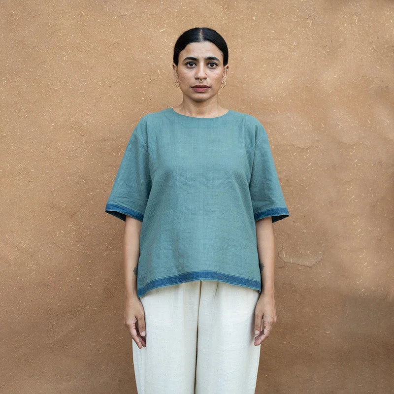 Women Cotton Top | Natural Dyed | Indigo Green