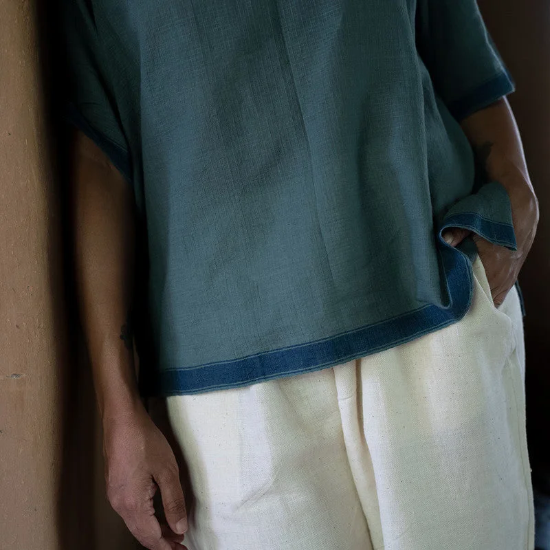 Women Cotton Top | Natural Dyed | Indigo Green