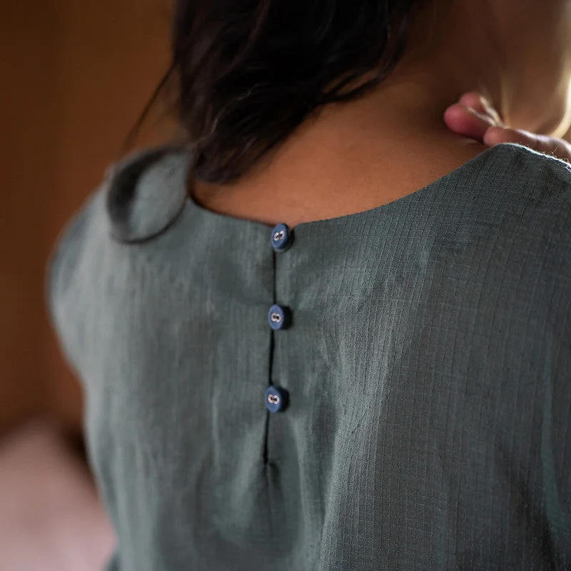 Women Cotton Top | Natural Dyed | Indigo Green