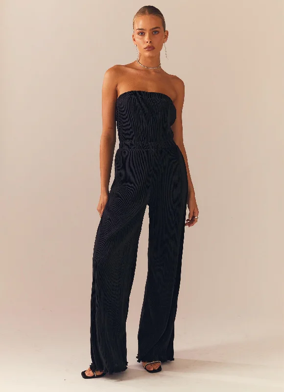 Doing The Most Plisse Jumpsuit - Black