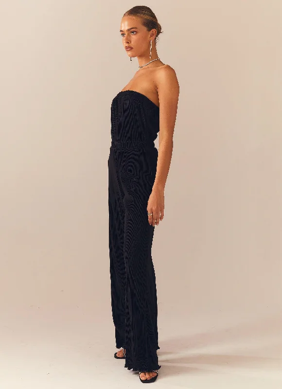 Doing The Most Plisse Jumpsuit - Black