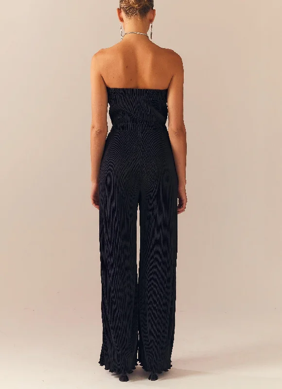 Doing The Most Plisse Jumpsuit - Black