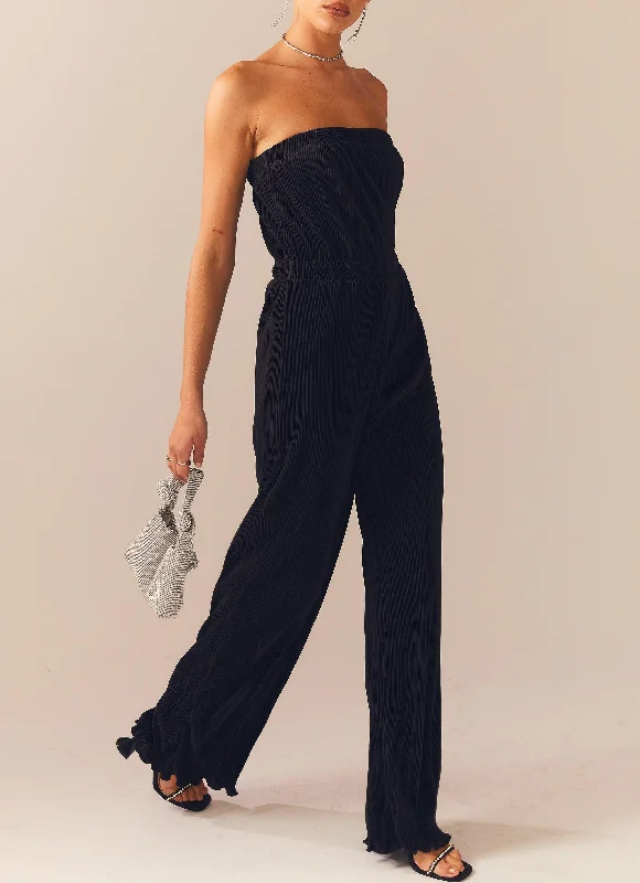 Doing The Most Plisse Jumpsuit - Black