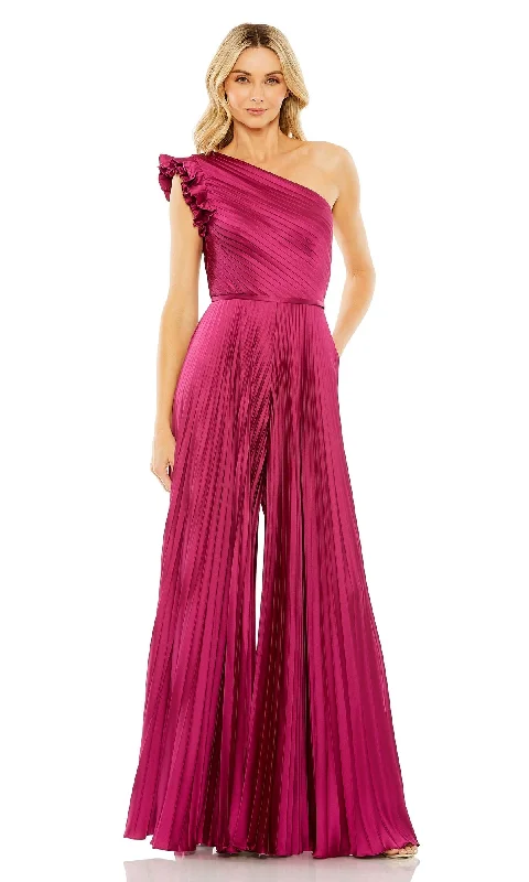 One-Shoulder Pleated Long Prom Jumpsuit 27458