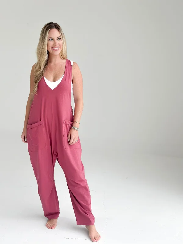 Downtown Spunk Jumpsuit -Brick