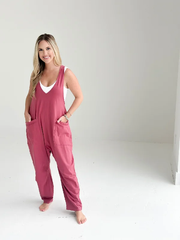 Downtown Spunk Jumpsuit -Brick