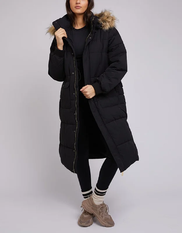 Active Fur Longline Puffer - Black