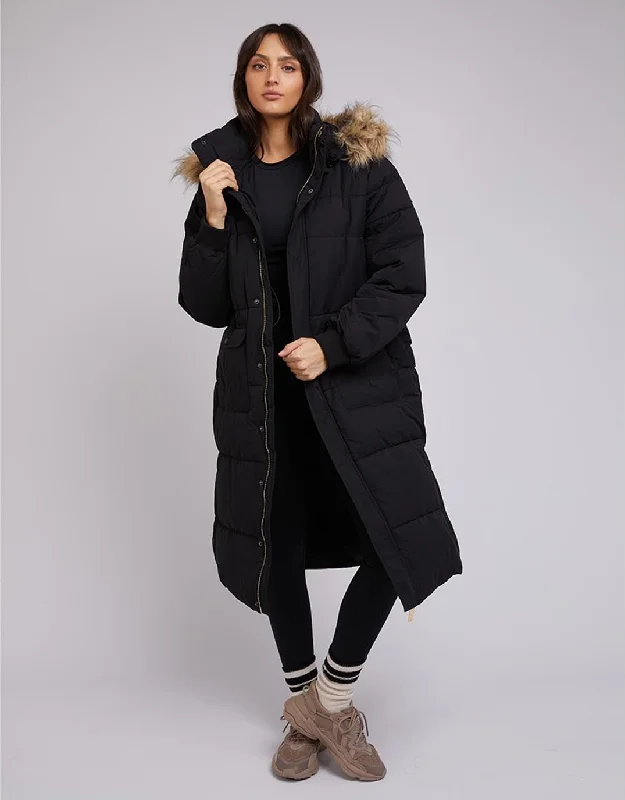 Active Fur Longline Puffer - Black