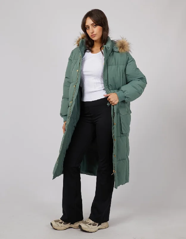 Active Fur Longline Puffer - Green