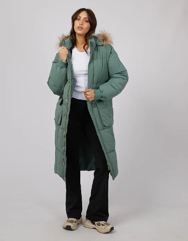 Active Fur Longline Puffer - Green