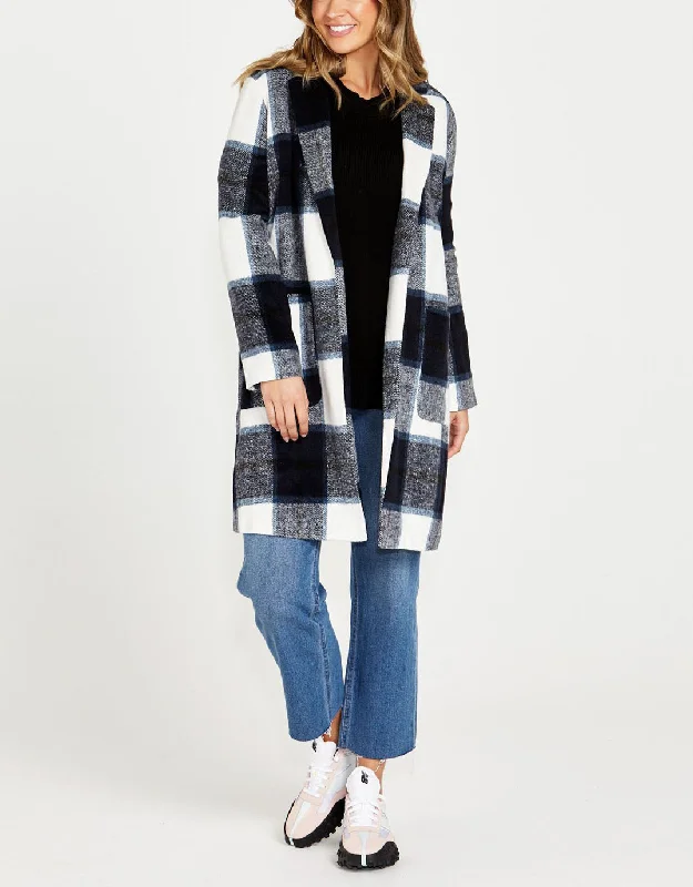 Jodi Check Coat - Navy Check