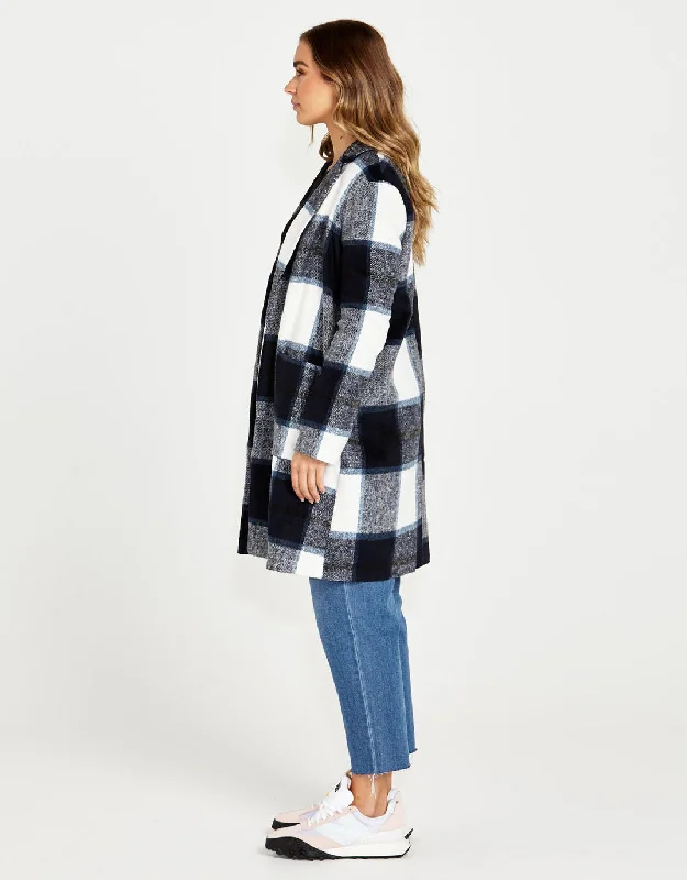 Jodi Check Coat - Navy Check