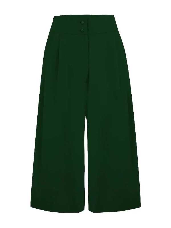 40s Vintage Inspired Green Palazzo Culottes