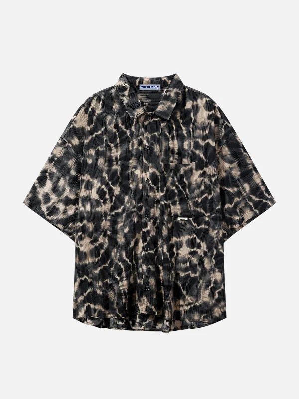 Aelfric Eden Dip-Dye Leopard Print Short Sleeve Shirt