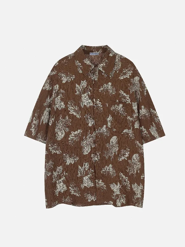 Aelfric Eden Leaf Print Short Sleeve Shirt