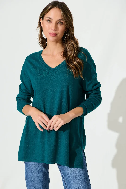 Aries Knit In Teal Wool Blend