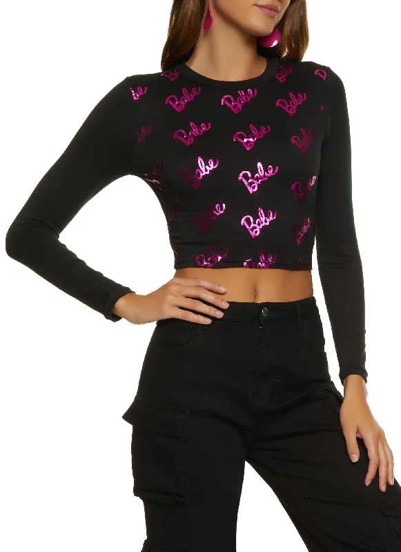 Babe Foil Graphic Print Crop Top