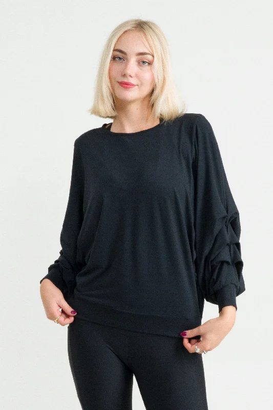 black-batwing-cinched-sleeve-sweater-soft-to-touch-r2w