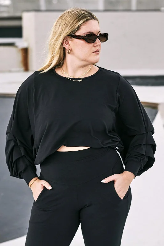 black-batwing-cinched-sleeve-sweater-soft-to-touch-r2w