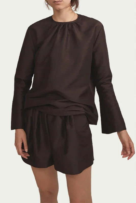 Blanche Silk Dupion Shorts In Coffee