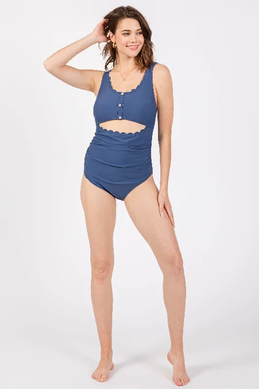 blue-scalloped-cutout-ruched-one-piece-swimsuit