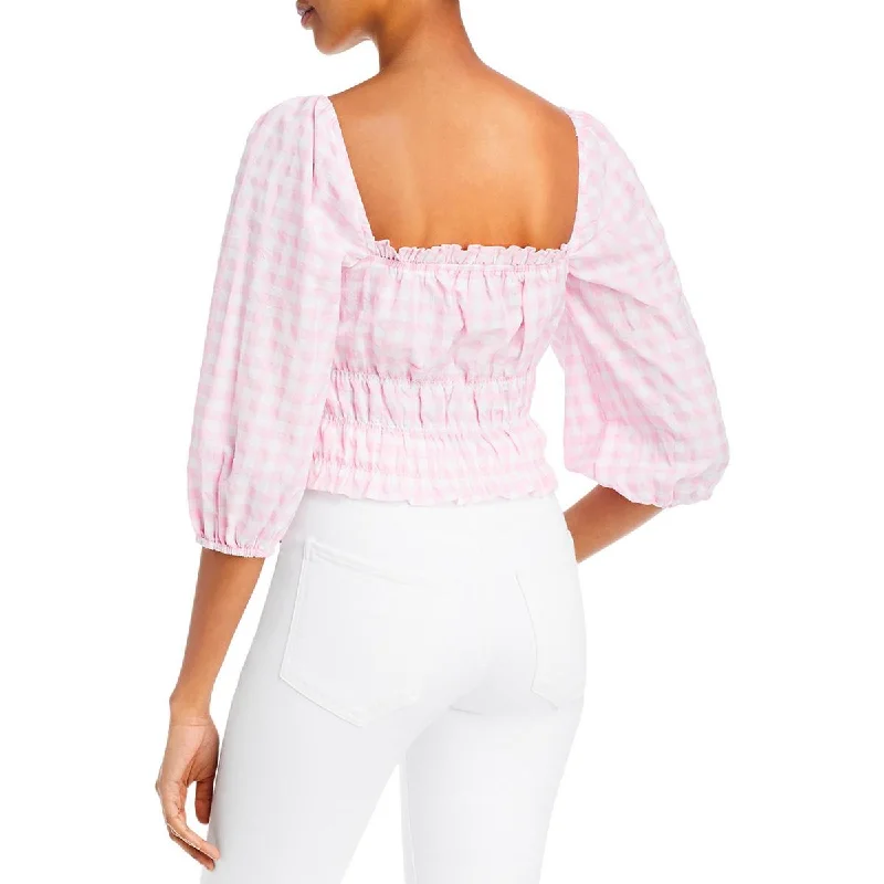 boheme-womens-off-the-shoulder-checkered-peasant-top