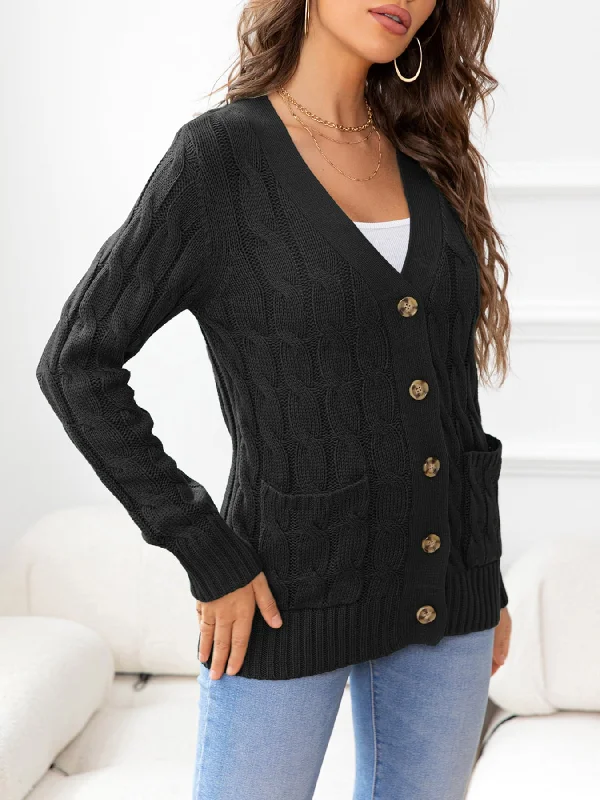 button-down-cable-knit-cardigan