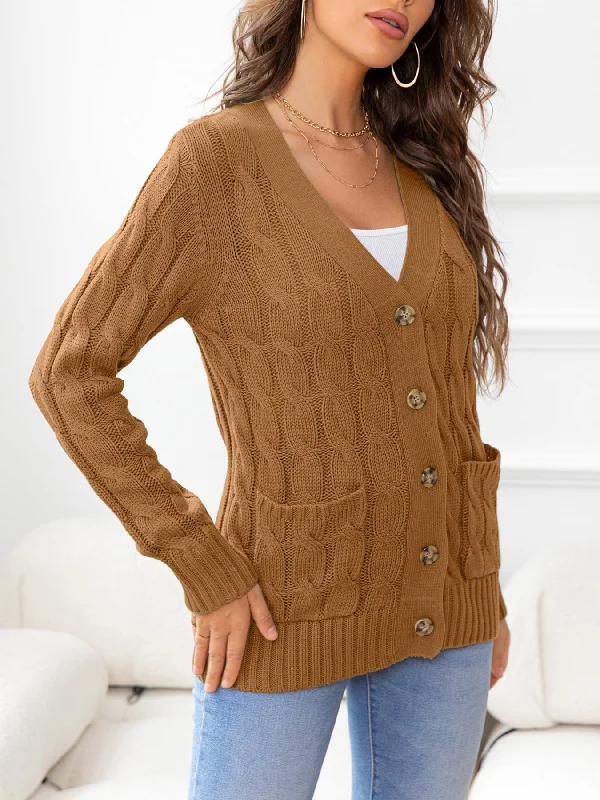 button-down-cable-knit-cardigan