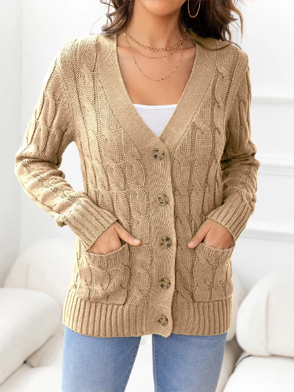 button-down-cable-knit-cardigan