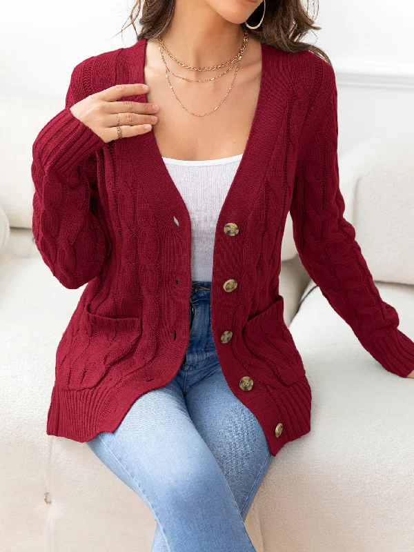 button-down-cable-knit-cardigan