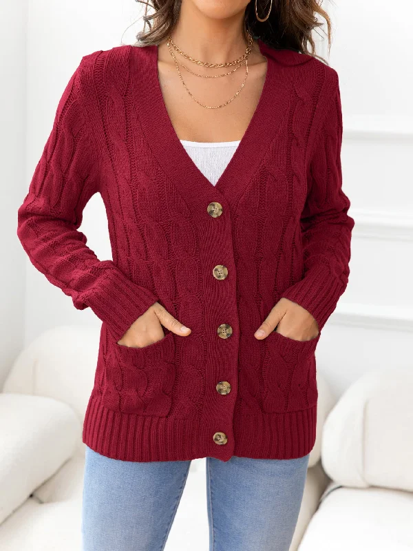 button-down-cable-knit-cardigan