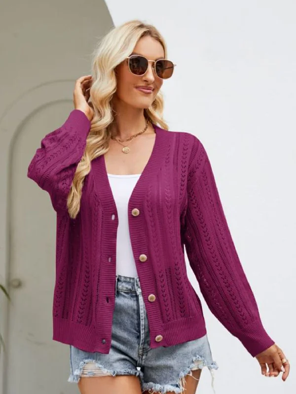 button-down-ribbed-trim-cardigan