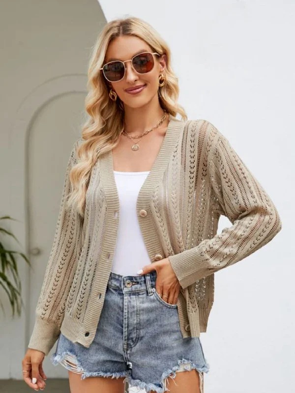 button-down-ribbed-trim-cardigan