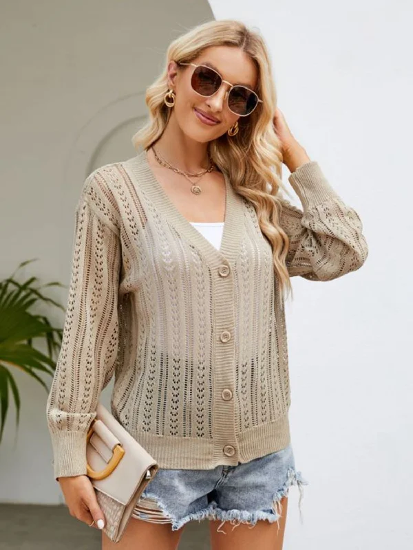 button-down-ribbed-trim-cardigan