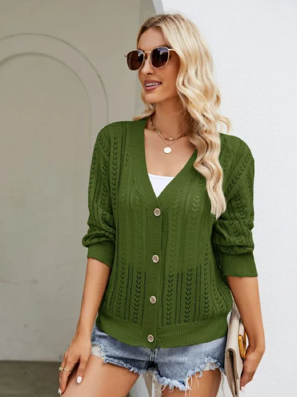 button-down-ribbed-trim-cardigan