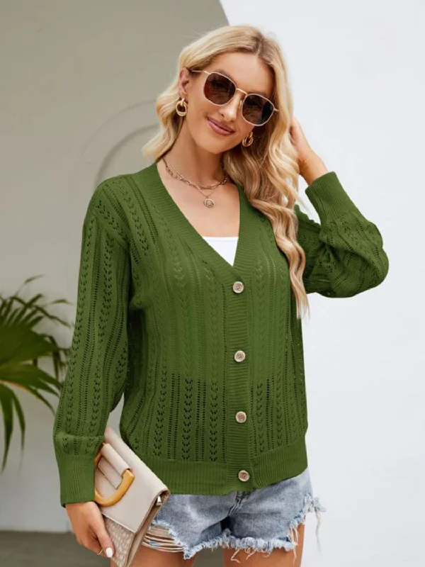 button-down-ribbed-trim-cardigan