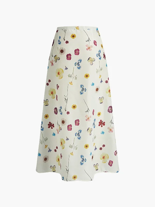 button-print-straight-skirt