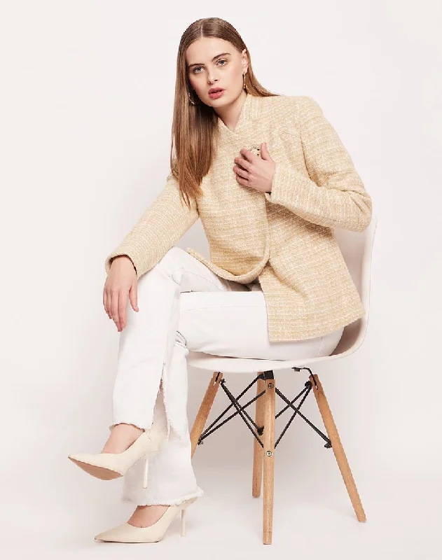 Camla Barcelona Chequered Beige Linen Coat