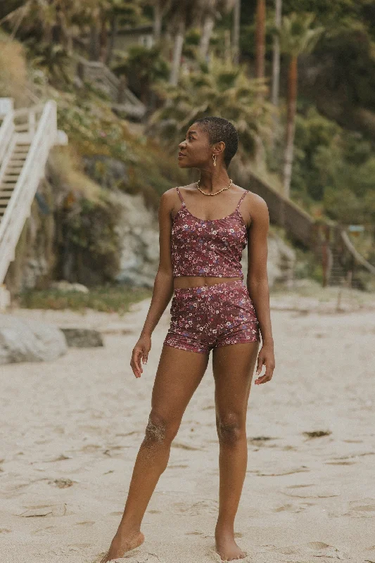 charlotte-full-coverage-maroon-floral-classic-high-waisted-shorts