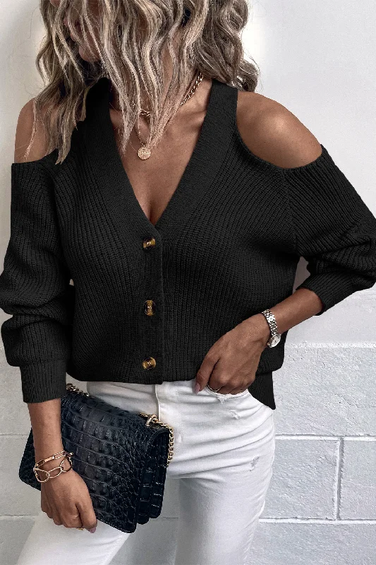 cold-shoulder-plunge-neck-ribbed-cardigan