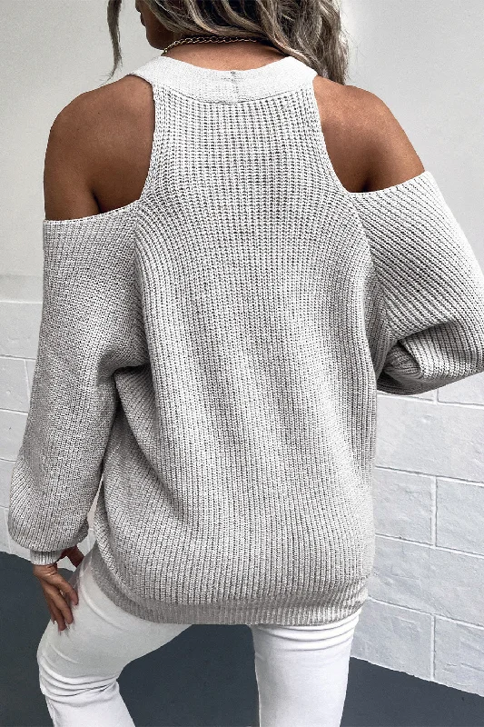 cold-shoulder-plunge-neck-ribbed-cardigan